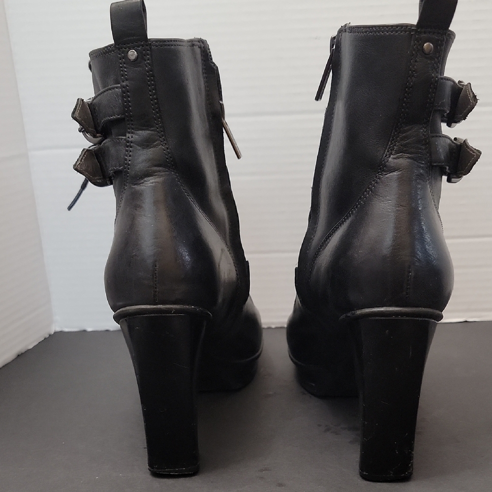 Kenneth Cole Reaction Lead Actress Black LTR Lace-Up Ankle Boots Size 9 - Picture 4 of 6